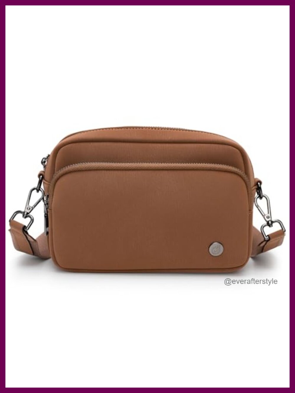 Vegan Leather Crossbody Bag Triple Zip Card Slots Lightweight Travel Purse
